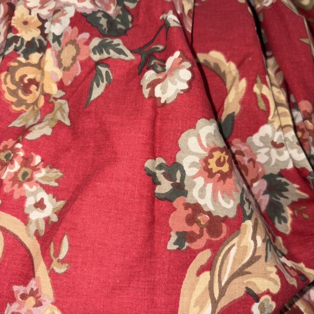 Ralph Lauren Danielle Red Marseilles Floral KING bed skirt USA  cover ruffle NOS